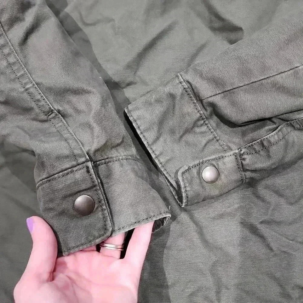 Old Navy Mens Long Sleeve Lined Collared Button Front Jacket Olive Green Size XL - Picture 8 of 8